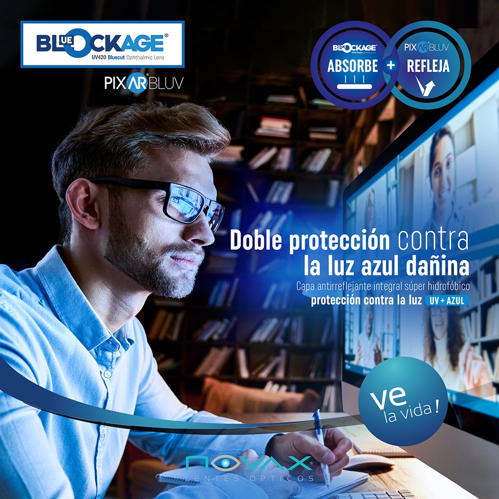 Díptico informativo Blue Blockage UV420 NOVAX