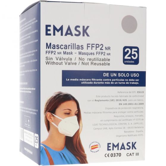 Caja 25 Ud Mascarillas FFP2 NR Gris CE 0370 CAT III